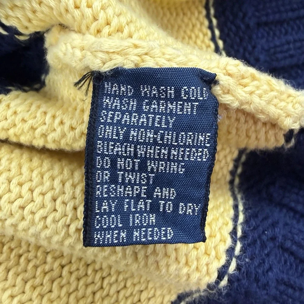 Polo Ralph Lauren Sweater Mens XL Navy/Yellow Striped VTG 90s Fisherman Nautical